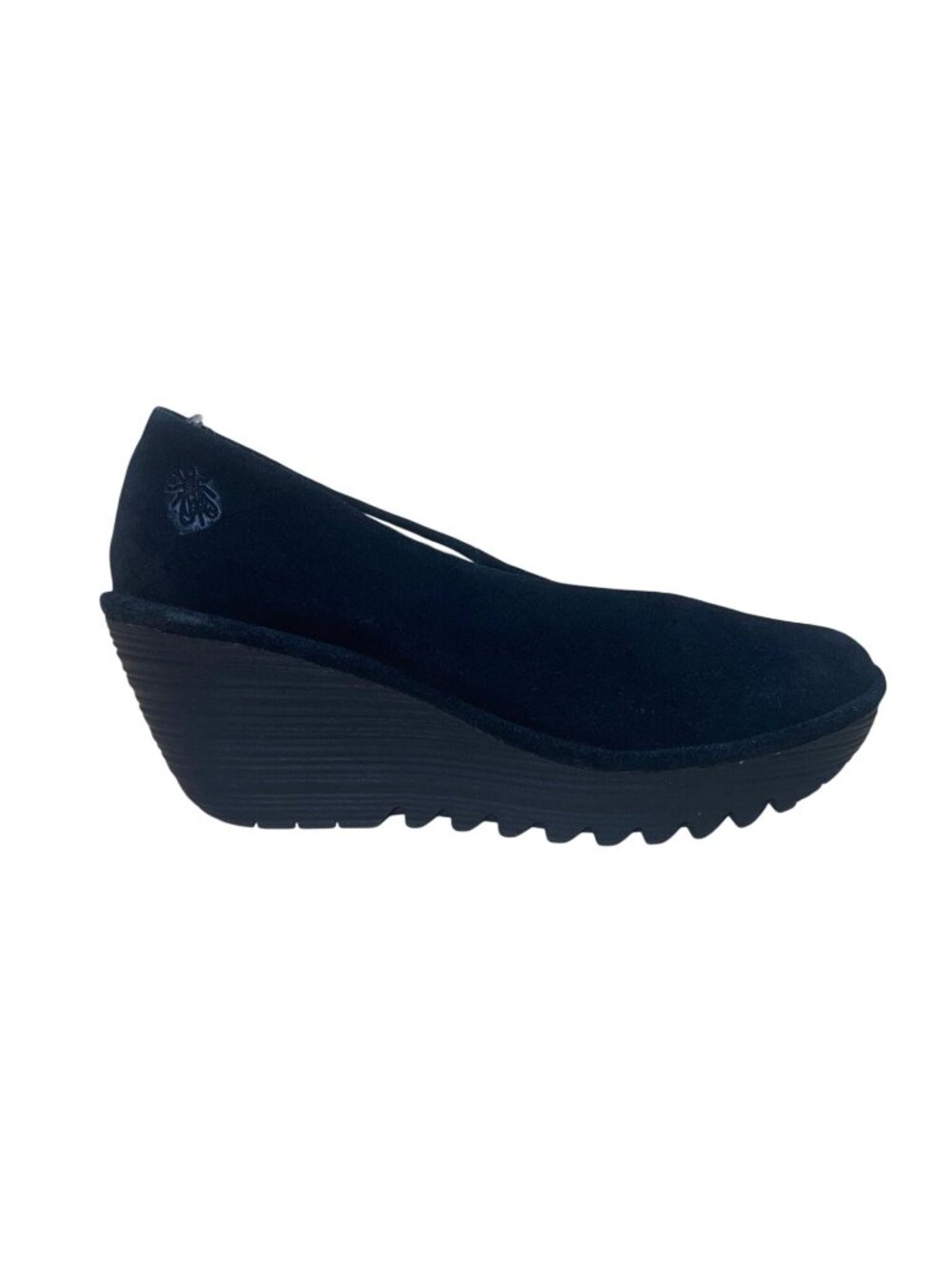 Fly London Women’s Black Suede Slip-On Design Wedge Platform Shoes Size 39